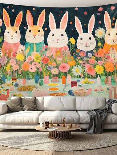  Kaninchen Hängender Wandteppich Wandkunst Großer Wandteppich Wandmalerei Dekor Fotografie Hintergrund Decke Vorhang Heim Schlafzimmer Wohnzimmer Dekoration