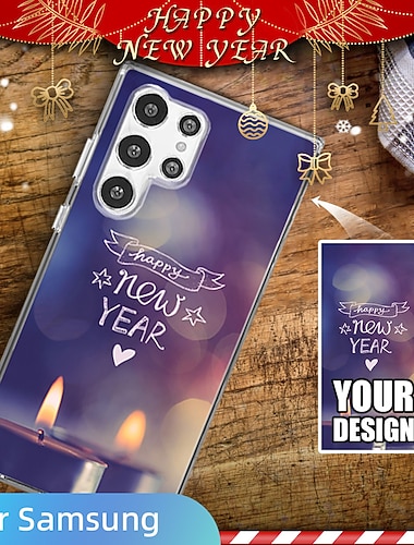  Custodia personalizzata per telefono Capodanno per Samsung Galaxy S24 S23 S22 S21 S20 Ultra Plus A54 A34 A14 A73 A53 A33 A23 A13 A72 A52 A42 A32 A22 5G 4G Stampa integrale Design in TPU Regali per genitori e amici