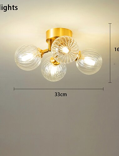  moderne inbouw plafondlamp goud antiek messing 6-lichtarmatuur glazen bol kroonluchter koperen plafondlamp hanger voor woonkamer slaapkamer eetkamer keuken