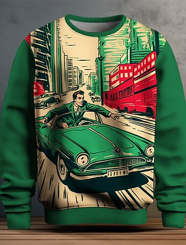  Herren Graphic Auto Sweatshirts Pullover Sweatshirt Langarm Sweatshirt Rundhalsausschnitt Modisch Täglich Brautkleider schlicht 3D-Druck Urlaub Festtage Ausgehen Bedruckt Frühling & Herbst