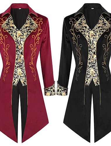  Punk & Gotico Medievale Steampunk Cappotto Trench Abbigliamento esterno Fiera del Ren Principe Medico della peste Nobile Tinta unita Per uomo Reale Stile Steampunk Carnevale Mascherata Festa / Sera