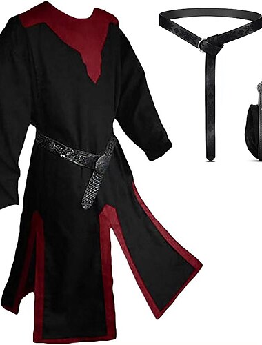  set con vikingos túnica medieval camisa cinturón bolsa 3 piezas trajes de pirata vintage renacimiento siglo 17 guerrero caballero ritter hombre vintage cosplay disfraz evento fiesta escenario larp