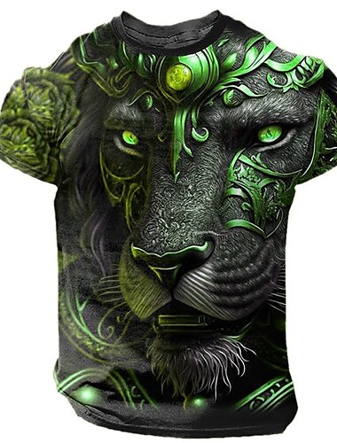  Herren Graphic Tier Tiger T Shirt Kurzarm T-Shirt 3D-Druck Rundhalsausschnitt Hemd Täglich Designer Retro Vintage Sports Outdoor Festtage Ausgehen Blau Rot Purpur Frühling Sommer Bekleidung S M L XL