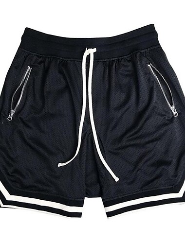  Hombre pantalones cortos de baloncesto Shorts de gimnasio Deporte Baloncesto Carrera Casual Correa Cintura elástica Bloque de color Longitud de la rodilla Ropa de Gimnasia Ropa de Deporte Negro Blanco