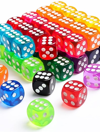  Dados de colores de 50 piezas, dados de 6 caras para juegos de mesa, dados a granel de 14mm para aprendizaje de matemáticas, dados para aula