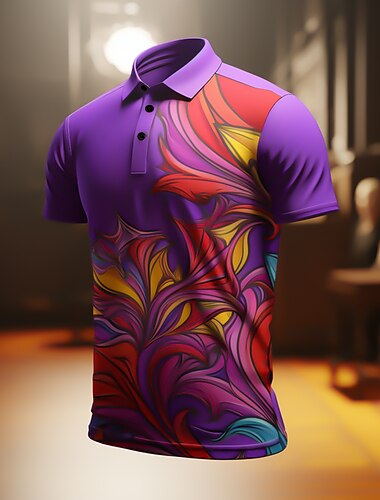 carnaval bladsymbool heren abstracte print 3D golfpolo outdoor dagelijkse kleding streetwear mardi gras polyester korte mouw turndown poloshirts mintgroen lichtpaars lente&amp; zomer s ml