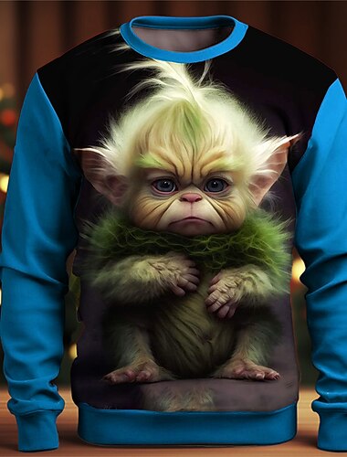 Herren Grafik Cartoon Farbblock Sweatshirts Golf-Pullover Langarm Sweatshirt Rundhalsausschnitt Mode Täglich Lässig 3D-Druck Urlaub Ferien Ausgehen Druck Frühling & Herbst