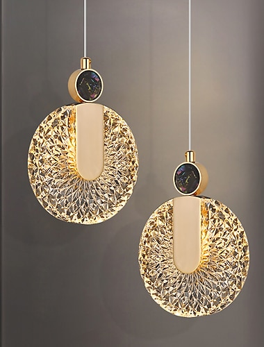  Lámpara colgante LED 1/2 luz de cristal pantalla creativa accesorios de iluminación de techo de metal industrial lámpara de ambiente estilo barra creativa para sala de estar, isla de cocina,