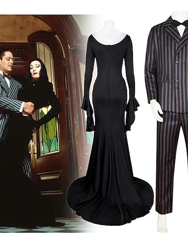  Mercredi Addams Famille Addams Morticia Addams Gomez Addams Costume de cosplay Tenues Cosplay Cosplay de Film for Homme Femmes Adultes Carnaval Mascarade