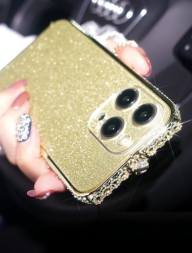  telefon Ügy Kompatibilitás iPhone 15 14 Pro Max Plus iPhone 13 12 11 Pro Max Fekete tok Kamera lencsevédő Bling Glitter Shiny Ütésálló Akril