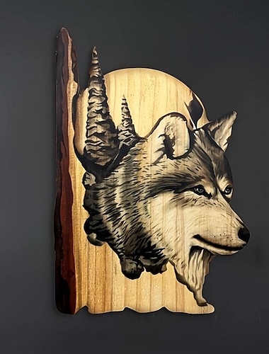 dierlijk snijwerk handwerk muurhangende sculptuur, houten wasbeer beer herten handgeschilderde decoratie, voor thuis woonkamer