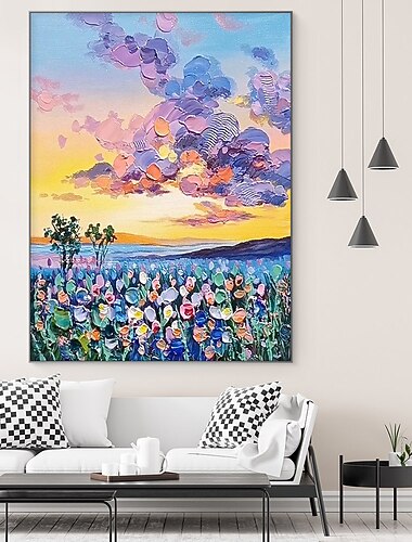  手描きの壁アート風景画手作りナイフ花の油絵自然家の装飾抽象自然絵画リビングルームの装飾アート絵画すぐに掛けられるまたはキャンバス