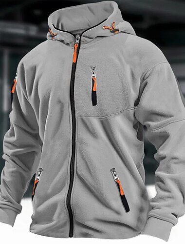  Herren Hoodie Sweatshirt Kapuze Kapuzenshirt mit durchgehendem Reißverschluss Taktisch Armeegrün Marineblau Braun Grau Mit Kapuze Glatt Nationalflagge Tasche Sport & Natur Täglich Festtage Polyester