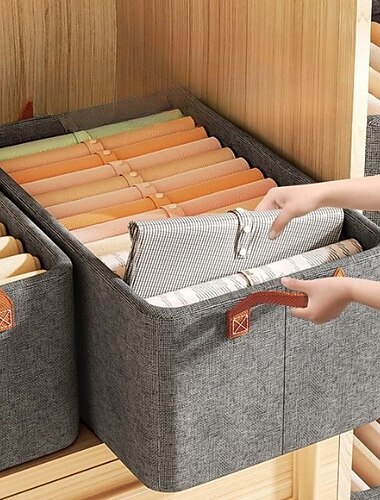  Cation Storage Basket with Handles, Storage Finishing Basket for Clothes, Sundries, Files, Storage Organizer for Kitchen, Bedroom, Bathroom, Office, Desk