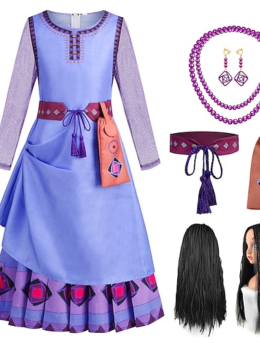  Souhait Princesse Acha Robe Costume de cosplay Tenues Mignon Cosplay de Film for Fille Enfant Carnaval Journée des enfants Nouvel An