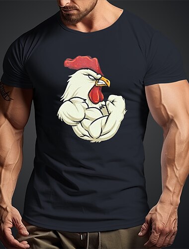  Herren Hahn T Shirt T-Shirt 100% Baumwolle Kurzarm Grafik Hemd Schwarz Burgunderrot Armeegrün Bequemes T-Shirt Sport im Freien Ferien Modedesigner-Kleidung