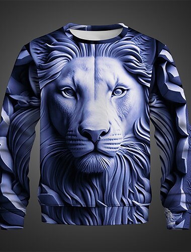  Herren Graphic Tier Löwe Sweatshirts Pullover Sweatshirt Langarm Sweatshirt Rundhalsausschnitt Modisch Täglich Brautkleider schlicht 3D-Druck Urlaub Festtage Ausgehen Bedruckt Frühling & Herbst