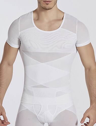  Ανδρικά Μπλουζάκι Μπλούζα συμπίεσης Body Shaper Κορυφές συμπίεσης Στρογγυλή Ψηλή Λαιμόκοψη Κοντομάνικο Αθλήματα & Ύπαιθρος Διακοπές Εξόδου Καθημερινά Γρήγορο Στέγνωμα Αναπνέει Μαλακή Σκέτο Μαύρο Λευκό