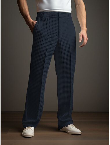  Voor heren Broek Pakken broek Kostuumbroek Wafel broek Voorvak Recht been Effen Comfort Dagelijks liiketoiminta Bruiloft Modieus Chique en modern Wit Khaki Rekbaar