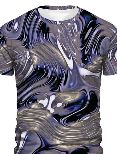  Herren Graphic Abstrakt T Shirt Kurzarm T-Shirt 3D-Druck Rundhalsausschnitt Hemd Täglich Designer Brautkleider schlicht Sports Outdoor Festtage Ausgehen Blau Purpur Braun Frühling Sommer Bekleidung S