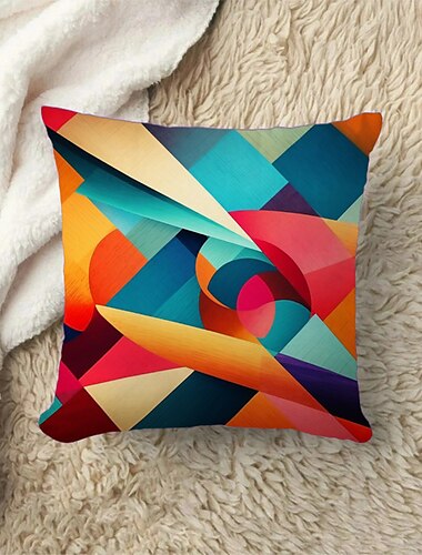  1 PC Lino Cobertor de Cojín, Geométrico Moderno Confort Cuadrado Tradicional Clásico