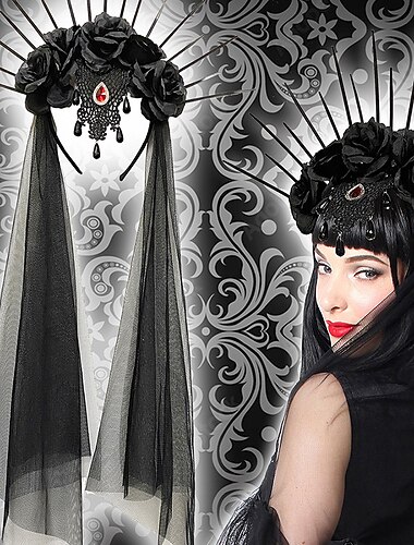  عتيق / معتق بانغك & قوطي العصور الوسطى باندانا للرأس الساحر و الساحرة قوين ملابس تنكرية نسائي خيال عيد الرعب حفلة تنكرية الهالووين حفلة تنكرية للبالغين عقال