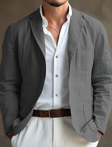  Herren Abschlußfeier Blazer Formeller Abend Hochzeitsfeier Party & Abend Tasche Mode Lässig Frühling & Herbst Polyester Einfach Tasche Lässig / Alltäglich Einreihig Blazer Schwarz Weiß Blau Kaki
