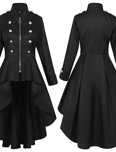  Retro vintage Punk & Gothic Middeleeuws Rok Trenchcoat Ren Faire Heks Cosplay Effen Dames Stoompunk Walpurgisnacht Halloween Carnaval Maskerade Feest / Uitgaan LARP Volwassenen Jas