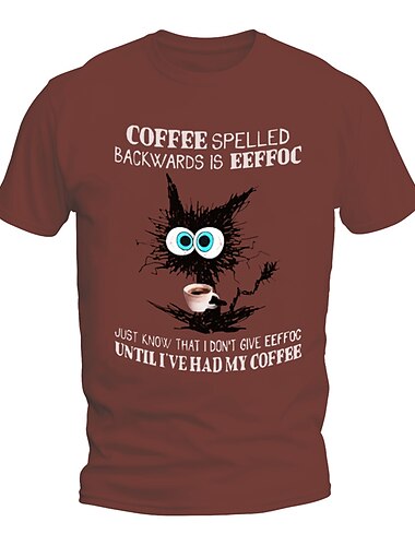  Herren Tiermotiv Katze T Shirt T-Shirt 100% Baumwolle Kurzarm Grafik Hemd Schwarz Weiß Burgunderrot Bequemes T-Shirt Sport im Freien Ferien Modedesigner-Kleidung