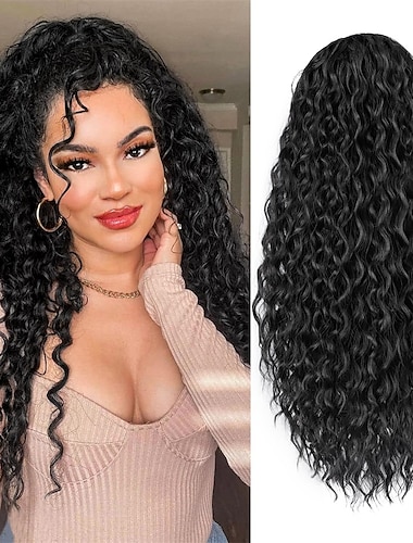  Extensión de cola de caballo cola de caballo con cordón para mujeres negras extensiones de cabello de cola de caballo rizadas largas sintéticas clip en cola de caballo postizo de 20 pulgadas