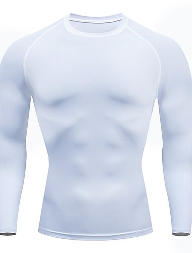  Herren T Shirt Fitnessstudio-Shirt Kompressions-Shirt Fitness-Shirt Männer-Tops Rundhalsausschnitt Langarm Sport & Natur Urlaub Ausgehen Casual Schnell Trocknend Schweißableitend Atmungsaktiv