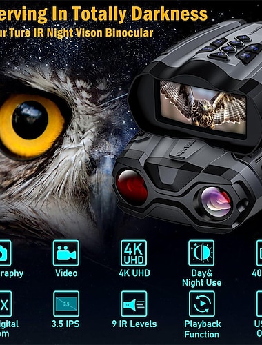  Óculos de visão noturna Binóculos digitais infravermelhos 4k4000mah escopo de visão noturna recarregável para escuridãoCartão de 32gb para foto e vídeo Zoom digital 10x para caça
