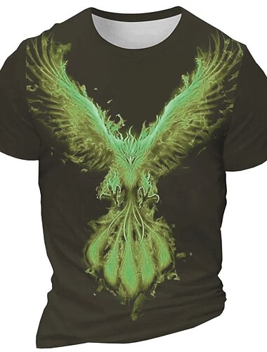  Herren Graphic Phönix Feuer T Shirt Kurzarm T-Shirt 3D-Druck Rundhalsausschnitt Hemd Täglich Designer Retro Vintage Sports Outdoor Festtage Ausgehen Schwarz Weiß Burgunderrot Frühling Sommer