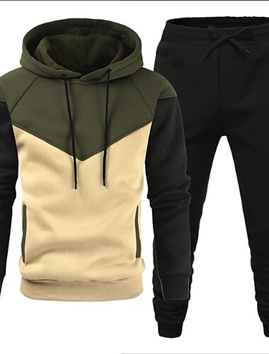  Hombre Tracksuit Camisa de gimnasia Pantalones de gimnasio Conjunto de Ropa Fitness Con Capucha Deporte Diario Festivos Secado rápido Suave Bloque de color Negro Blanco Amarillo Poliéster Ropa de