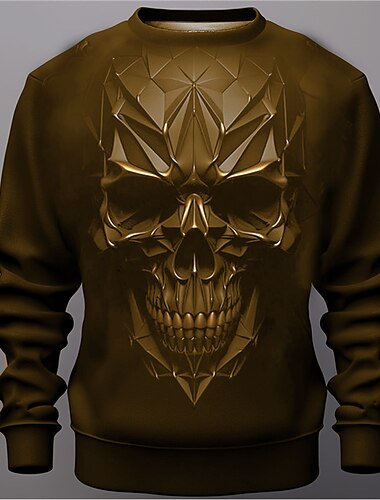  Men's Graphic Skulls Sweatshirts Golf Pullover Sweatshirt Long Sleeve Sweatshirt Crew Neck Fashion Daily Casual 3D Print Vacation Holiday Going out Print Spring &  Fall
