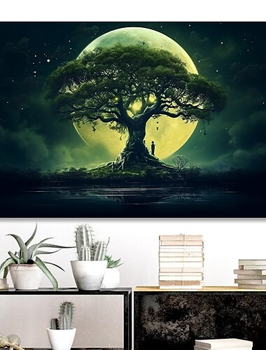  Lienzo artístico de pared con paisaje, impresiones de árbol de la vida y carteles, imágenes, pintura decorativa de tela para cuadros de salón sin marco