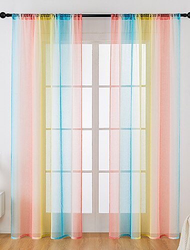  Juni Stolzmonat LGBT Regenbogen Halbtransparente Vorhang Jugendliche Mädchen Schlafzimmer Vorhänge Set Fensterpanel Voile Drapes für Mädchenzimmer/Kinderzimmer/Kinderzimmer/Wohnzimmer 1 Panel