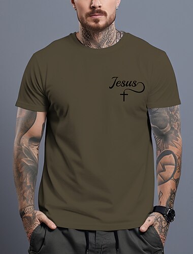  Heren Graphic T-Shirt Jezus Kruis Christelijk Geloof  Lifestyle Ontwerp Korte Mouwen Religieuze Kleding