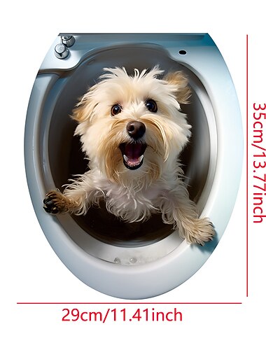  Adesivo de banheiro de animal de cachorro de gato 3d, adesivo de parede de decoração de casa, adesivo autoadesivo à prova d'água e à prova de óleo