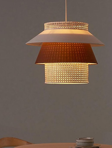  rotan hanglampen, rieten hanglamp stoffen lampenkap kroonluchter bamboe lantaarn hanglamp restaurant gang hanglamp voor keuken boerderij beige afwerking