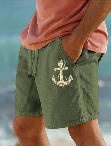  Herren Anker Shorts Kurze Hosen Sommer-Shorts Strandshorts Kurze Hosen Mittlere Taillenlinie Hawaiianisch Brautkleider schlicht Outdoor Festtage Ausgehen Kordelzug Elastische Taille Bedruckt Designer