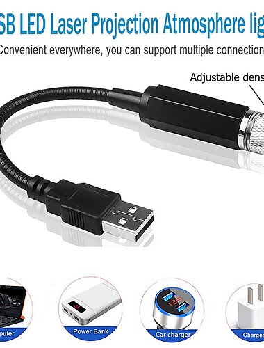  autodak sternachtlampje draagbaar verstelbaar usb flexibel interieur led-show romantische sfeer sterrennachtprojector voor auto'sslaapkamersfeestenetc (rood/paars)