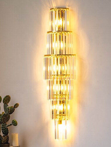  moderne innendørs krystall vegglamper 100 cm vegglampe for stue, soverom, spisestue, lobby, hotell, kafé & hjemmedekorasjon