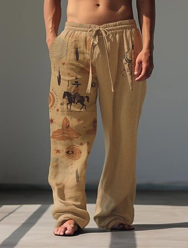  Per uomo Cowboy Pantaloni casual Pantaloni Pantaloni Larghi Misura del girovita medio Vintage All'aperto Abbigliamento casual alla moda Abbigliamento quotidiano Autunno & Inverno Nero Bianco Verde