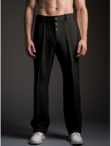  Herren Anzughosen Hose Hosen Hose Anzughose Waffelhose Knopf Vordertasche Gerade geschnitten Glatt Komfort Geschäft Täglich Festtage Modisch Schick & Modern Schwarz Weiß