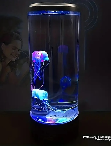  1pc クラゲ溶岩ランプ電気水族館オーシャンナイトライト LED クラゲムードライト変色付きリビングルームホームベッドルームのデスクトップの装飾ギフト男の子と女の子のため