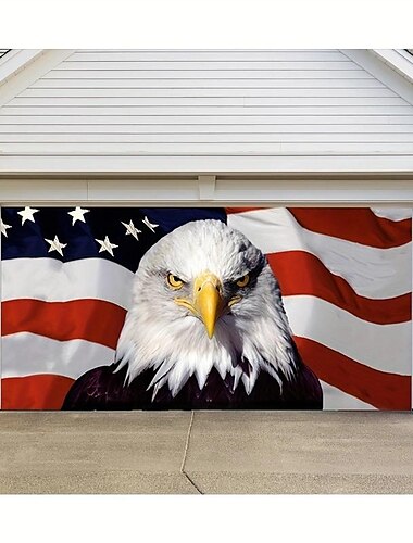  4 juli Amerikaanse Adelaar Buiten Garage Deur Cover Banner Onafhankelijkheidsdag Grote Achtergrond Decoratie voor Buiten Garage Deur Huis Wanddecoraties Evenement Feest Parade