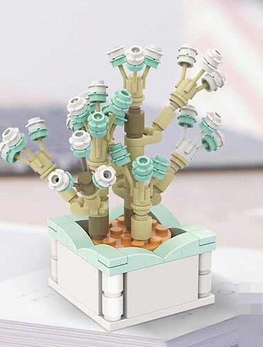  Cadeaux de fête des femmes, bloc de construction succulent, fleur ds1013-ds1017, série de plantes en pot, jouets puzzle créatifs à faire soi-même, ornements floraux décoratifs, cadeaux de fête des