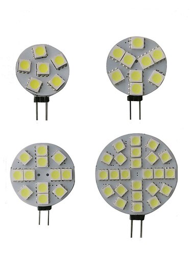  Bombillas LED G4 de 12 V CC regulables, 1 W, 1,5 W, 2 W, 3 W, equivalente a halógeno de 10 W a 30 W, luz blanca cálida de 3000 K/luz diurna de 6000 K, ángulo de haz de 180° (5 unidades)