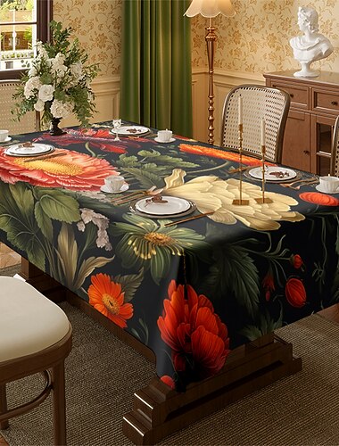  Manteles de diseño de varios tamaños, mantel rectangular decorativo lavable, mantel para regalos, comedor, cocina, fiestas&amp; camping, estampado floral vintage